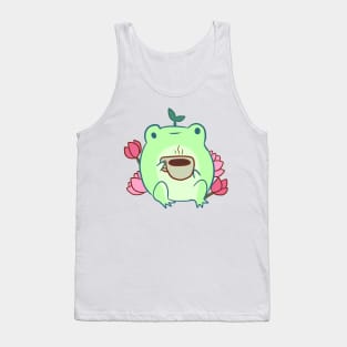 Cute frog drinking coffee Tank Top